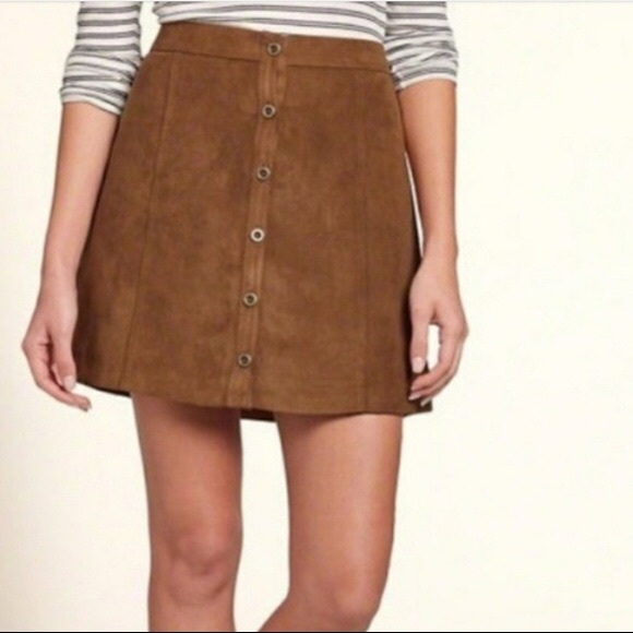 Button-Down Vegan Suede Hollister Skirt - Picture 1 of 2